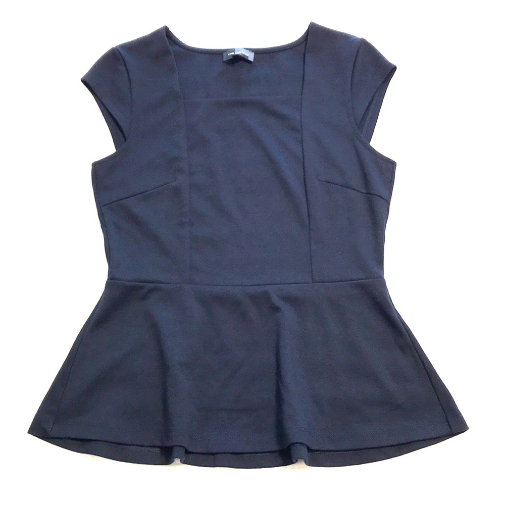 Navy blue square neck Limited peplum top